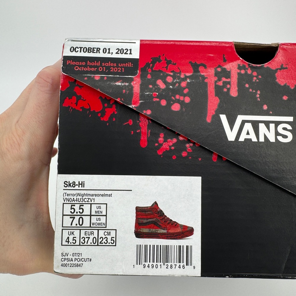 Vans House of Terror Nightmare On Elm Street Sk8-Hi Sneakers 7 Horror Collector - Picture 8 of 10